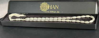 Tesbih aus 925er Silber - Gebetskette Gersteform mit 4 Ketten Quaste Hochglanzpoliert