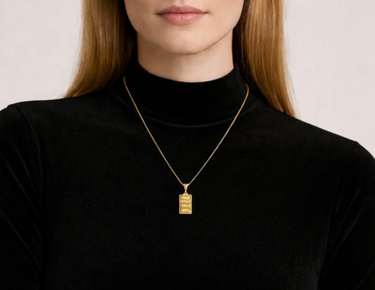 925 Sterlingsilber Anhänger Gold Barren & Kette Damen Halskette