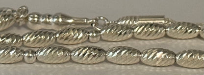 Tesbih aus 925er Silber - Gebetskette Gersteform Facettierter Diamantschliff Sterlingsilber