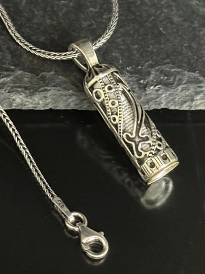 Muska Cevsen Zülfikar – Halskette mit 925 Silber Anhänger & 55 cm Fuchsschwanzkette
