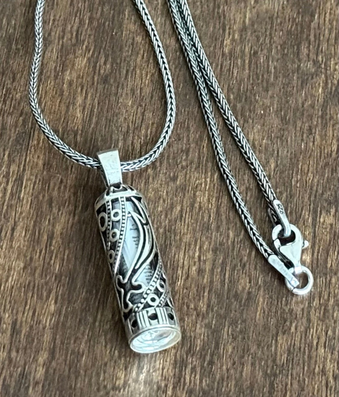 Muska Cevsen Zülfikar – Halskette mit 925 Silber Anhänger & 55 cm Fuchsschwanzkette