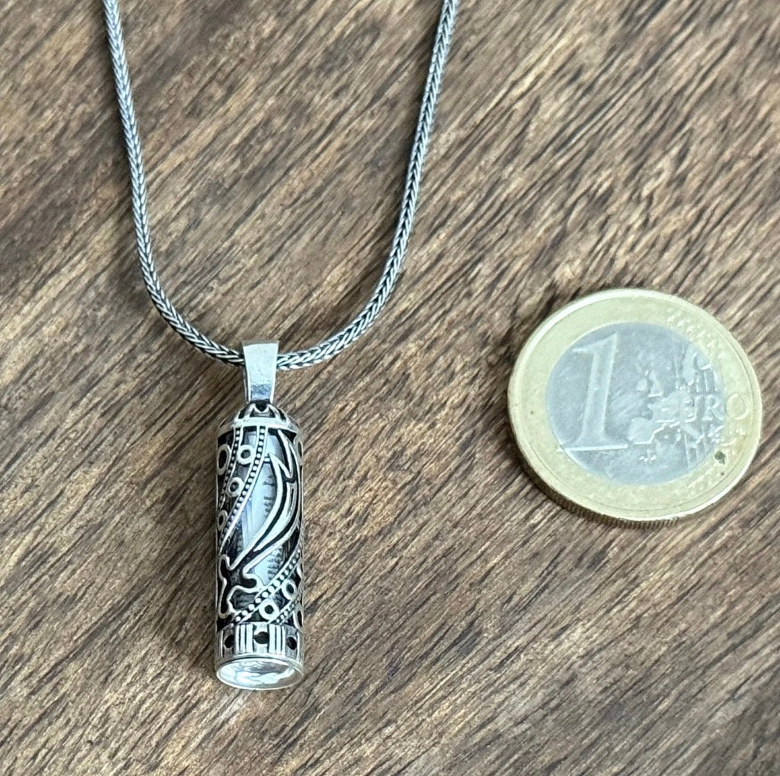 Muska Cevsen Zülfikar – Halskette mit 925 Silber Anhänger & 55 cm Fuchsschwanzkette