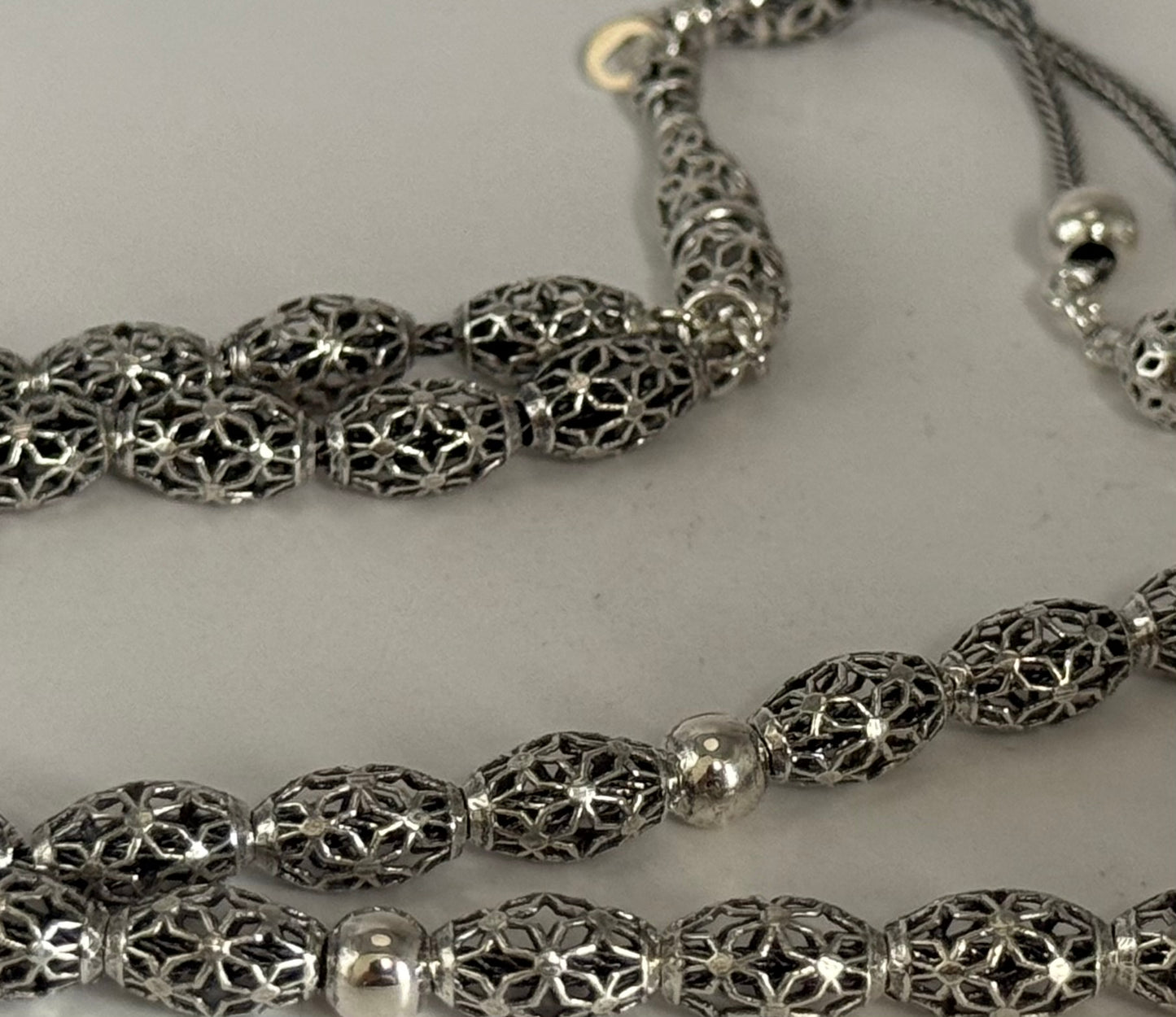 Tesbih aus 925er Silber - Gebetskette Käfig Gersteform Fizyon Sterlingsilber