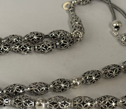 Tesbih aus 925er Silber - Gebetskette Käfig Gersteform Fizyon Sterlingsilber