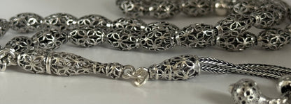 Tesbih aus 925er Silber - Gebetskette Käfig Gersteform Fizyon Sterlingsilber
