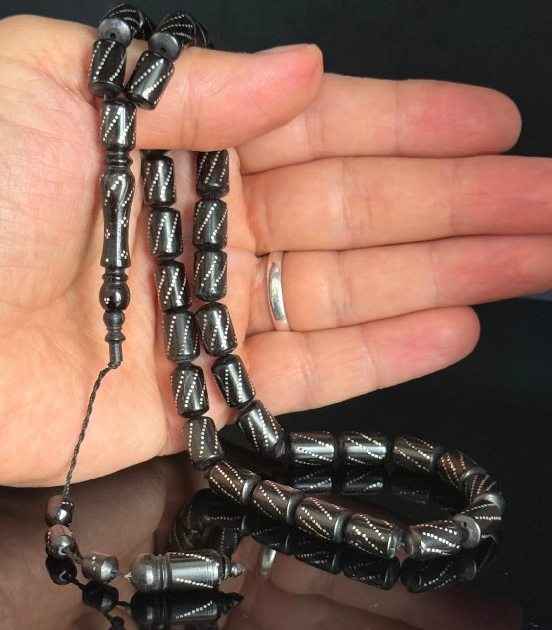 Gümüş İşlemeli Kuka Tesbih – Gebetskette aus natürlichem Kuka & 925 Silber