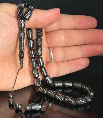 Gümüş İşlemeli Kuka Tesbih – Gebetskette aus natürlichem Kuka & 925 Silber