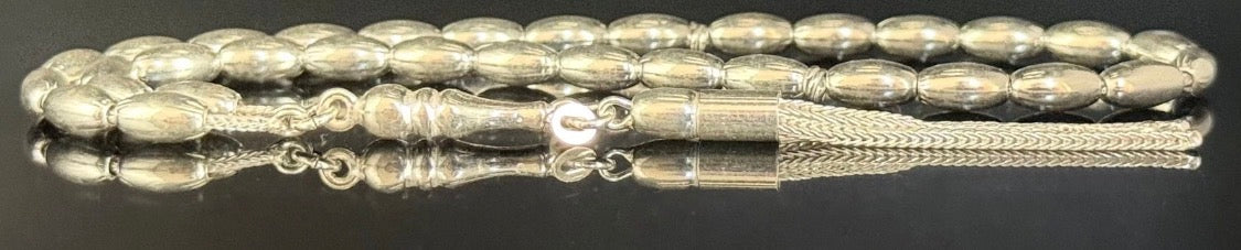 Tesbih aus 925er Silber - Gebetskette Gersteform Hochglanzpoliert Sterlingsilber