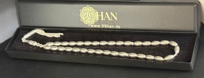 Tesbih aus 925er Silber - Gebetskette Gersteform Hochglanzpoliert Sterlingsilber