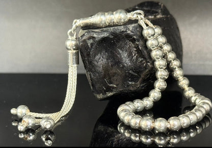 Tesbih aus 925er Silber - Gebetskette Miniatur Hochglanzpoliert Sterlingsilber