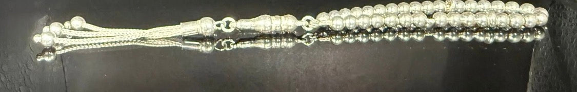 Tesbih aus 925er Silber - Gebetskette Miniatur Hochglanzpoliert Sterlingsilber