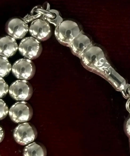 Tesbih aus 925er Silber - Gebetskette Miniatur Hochglanzpoliert Sterlingsilber
