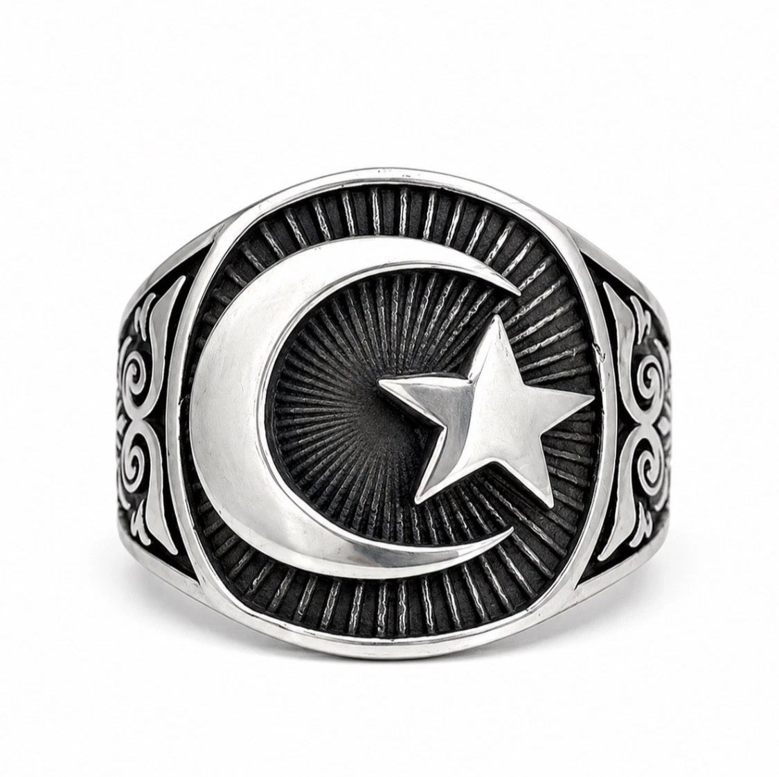 925 Silber Herrenring Ay Yildiz – Osmanischer Stil mit Halbmond & Stern