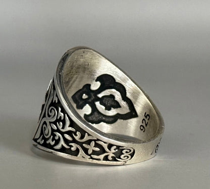 925 Silber Herrenring Ay Yildiz – Osmanischer Stil mit Halbmond & Stern