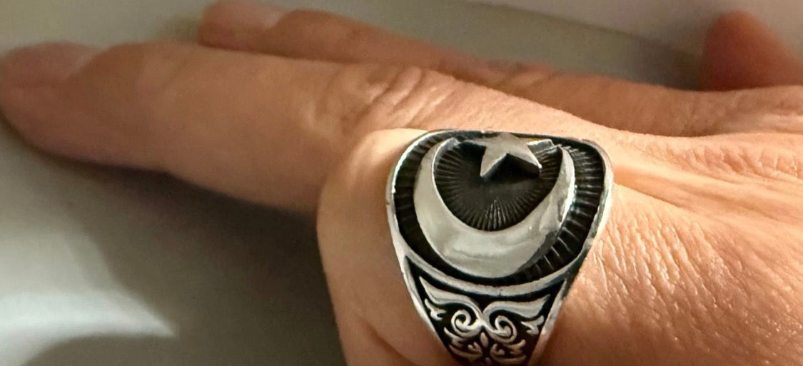 925 Silber Herrenring Ay Yildiz – Osmanischer Stil mit Halbmond & Stern