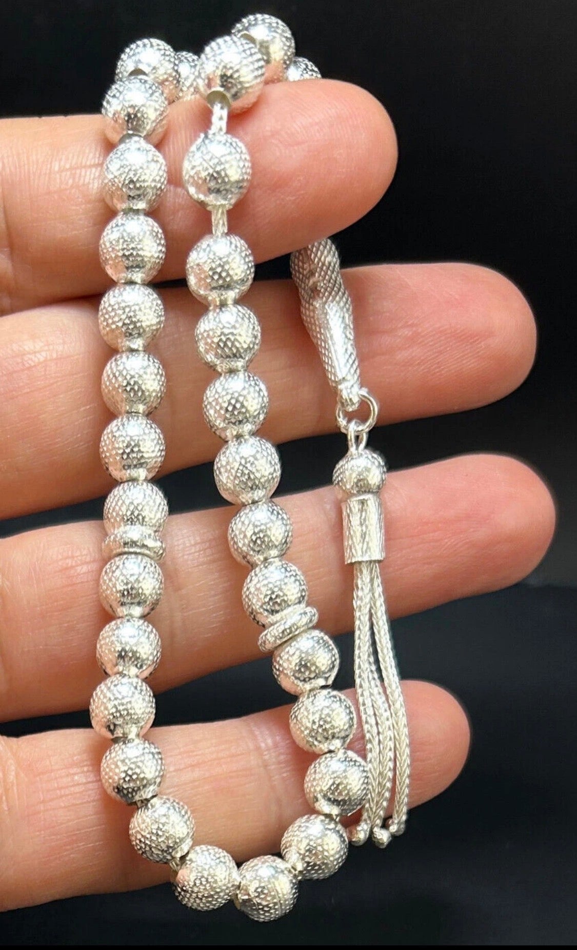 Silber Gebetskette 925 Sterling Silber 6mm Tesbih | Gümuş Tesbih desenli