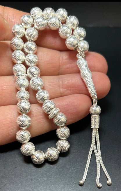Silber Gebetskette 925 Sterling Silber 6mm Tesbih | Gümuş Tesbih desenli