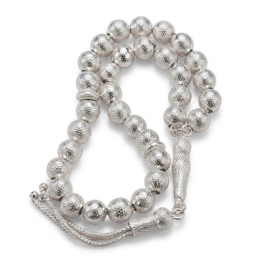 Silber Gebetskette 925 Sterling Silber 6mm Tesbih | Gümuş Tesbih desenli