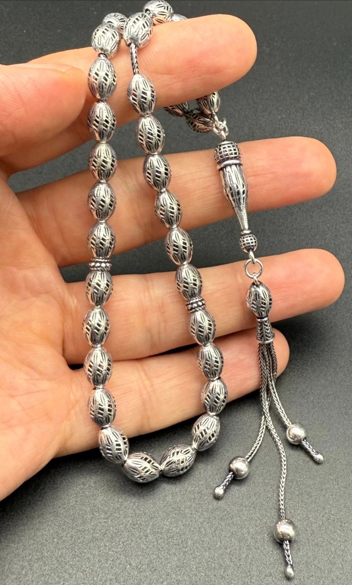 Silber Gebetskette 925 Sterling Silber Arpa Tesbih | Gümüş Tesbih