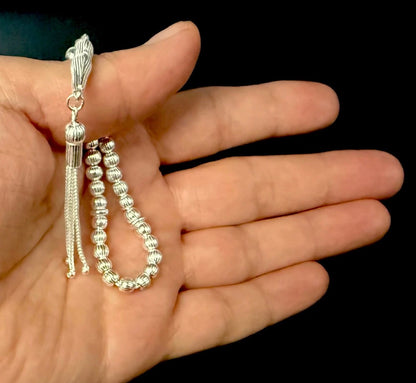925 Ayar Gümüş Çizgili Kesim 5 mm Tesbih