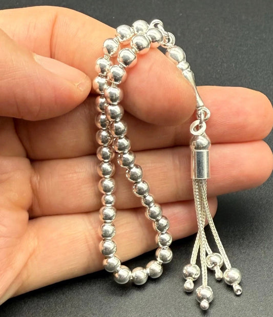 Miniatur Gebetskette 925 Sterling Silber 5mm - Mynatur Gümüs Tesbih