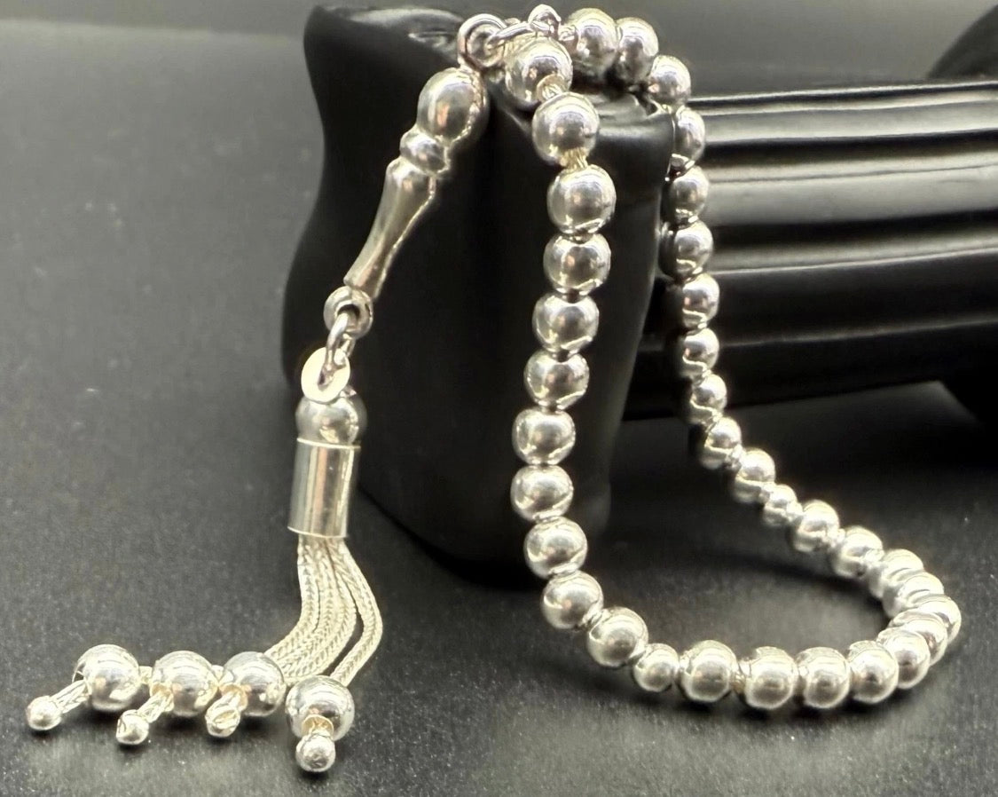 Miniatur Gebetskette 925 Sterling Silber 5mm - Mynatur Gümüs Tesbih