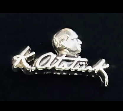 Atatürk Anstecknadel-Pin Silber – K.Atatürk imza Yaka Rozeti