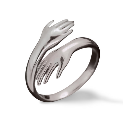 925 Sterling Silber Ring – Umarmende Hände – Umarmung Damenring