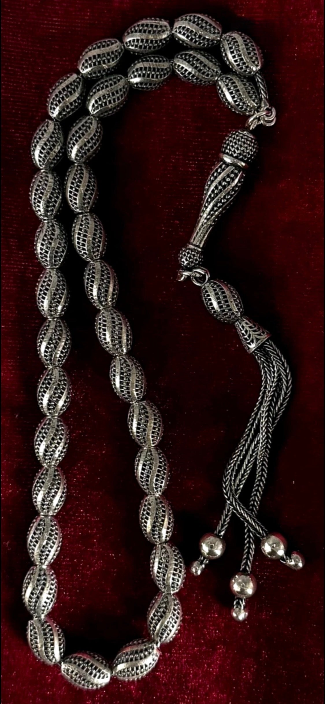 Tesbih aus 925er Silber - Gebetskette Gersteform Design Fizyon Sterlingsilber
