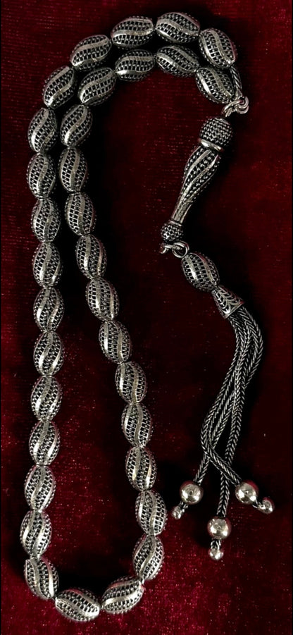 Tesbih aus 925er Silber - Gebetskette Gersteform Design Fizyon Sterlingsilber