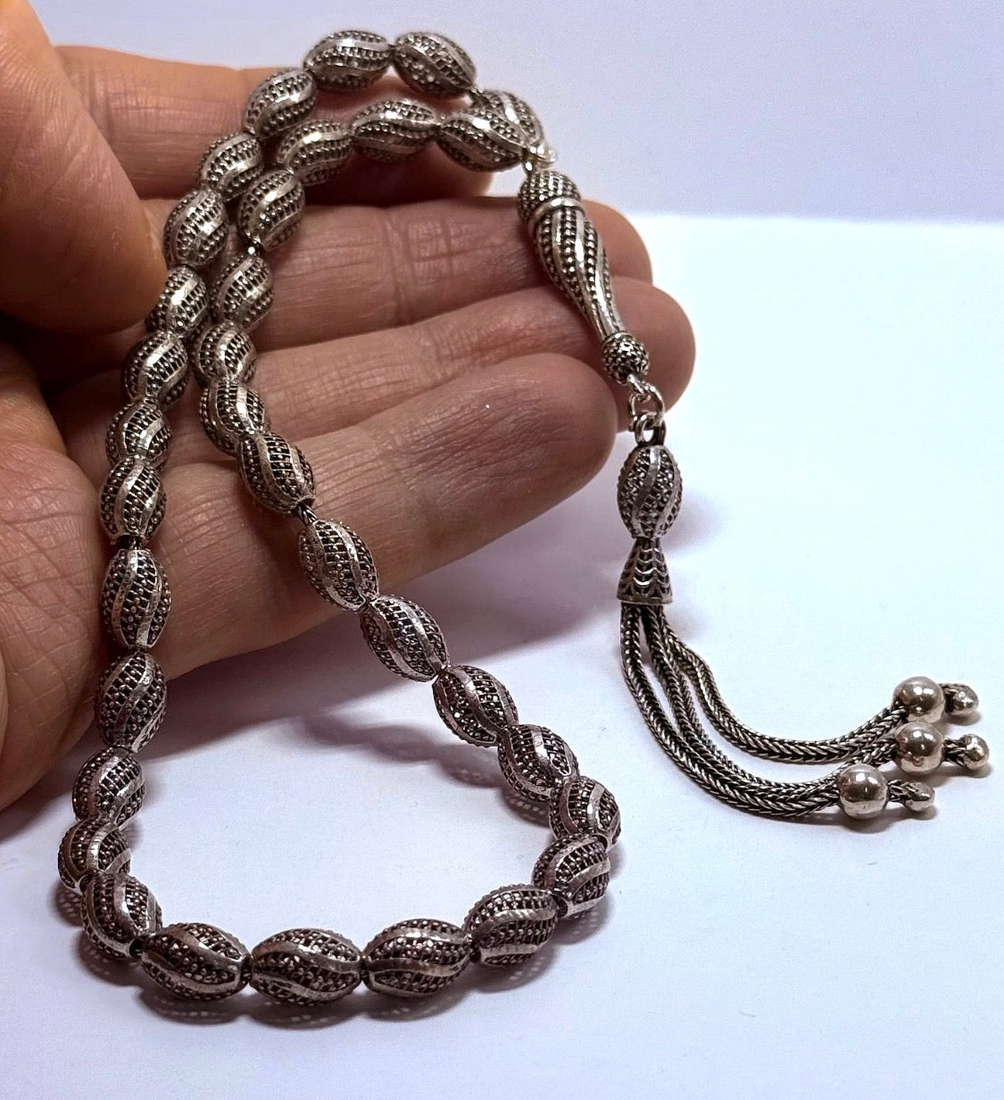 Tesbih aus 925er Silber - Gebetskette Gersteform Design Fizyon Sterlingsilber