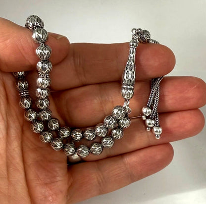 Tesbih aus 925er Silber - Gebetskette Rundform Fizyon Sterlingsilber