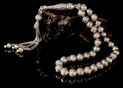 Tesbih aus 925er Silber - Gebetskette Rundform Fizyon Sterlingsilber