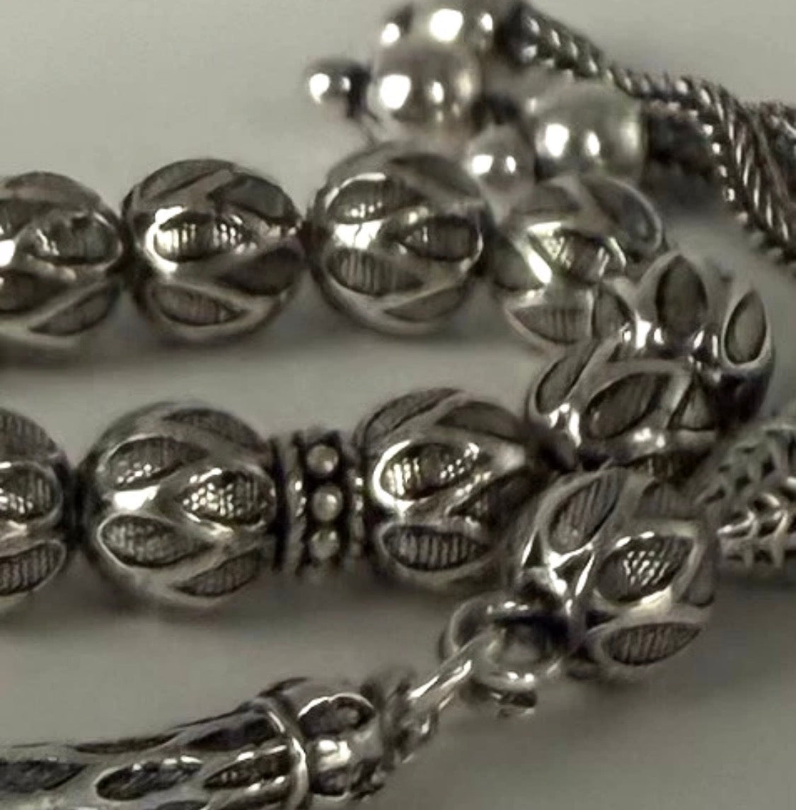 Tesbih aus 925er Silber - Gebetskette Rundform Fizyon Sterlingsilber