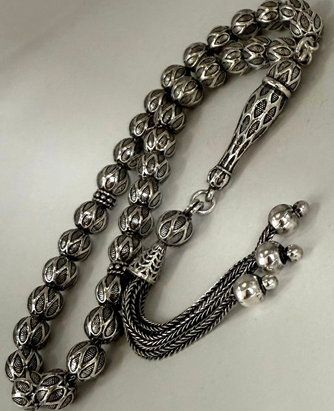 Tesbih aus 925er Silber - Gebetskette Rundform Fizyon Sterlingsilber