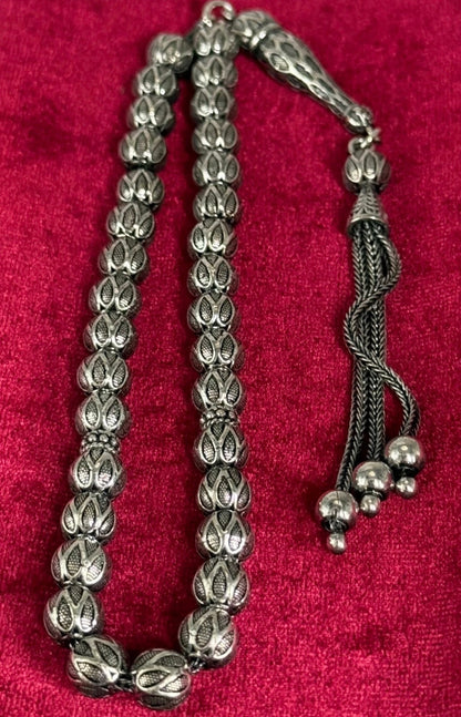 Tesbih aus 925er Silber - Gebetskette Rundform Fizyon Sterlingsilber