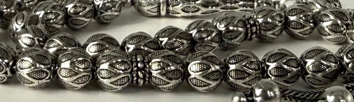 Tesbih aus 925er Silber - Gebetskette Rundform Fizyon Sterlingsilber