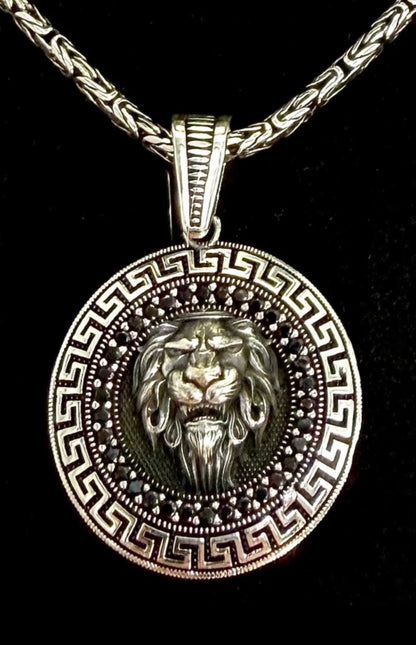 Löwe Anhänger & 55cm Königskette aus 925 Silber Löwenkopf