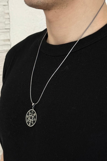 Siegel Salomons Anhänger & 60 cm Kette – 925 Silber | Süleyman Mührü
