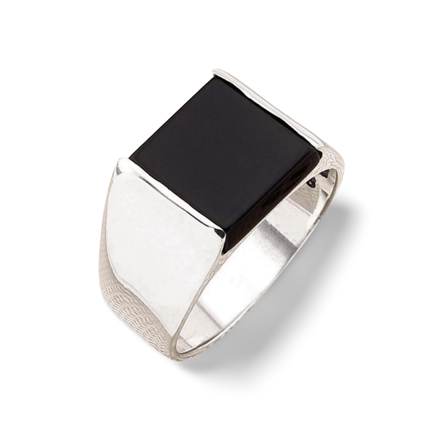 Herrenring 925 Sterling Silber mit Schwarzem Onyx – Massiver Moderner Siegelring