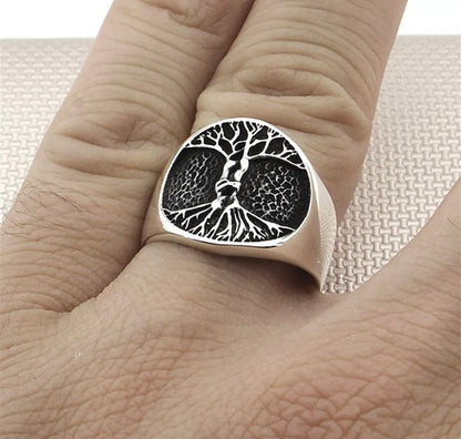 Herrenring 925 Sterling Silber – Lebensbaum Siegelring | Baum des Lebens Ring