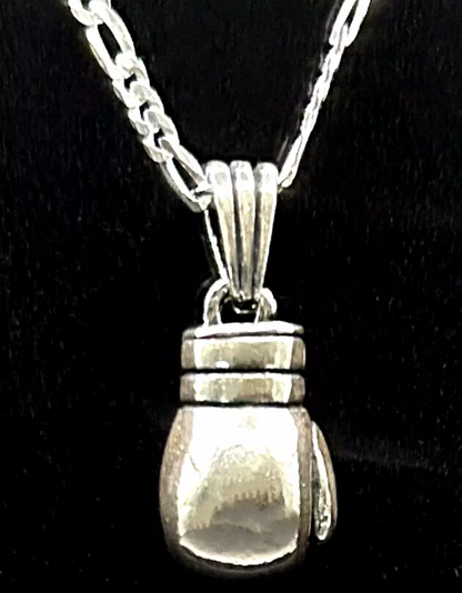 Boxhandschuh Anhänger mit 60 cm Figaro Kette – 925 Sterling Silber Halskette Handgefertigt & Massiv