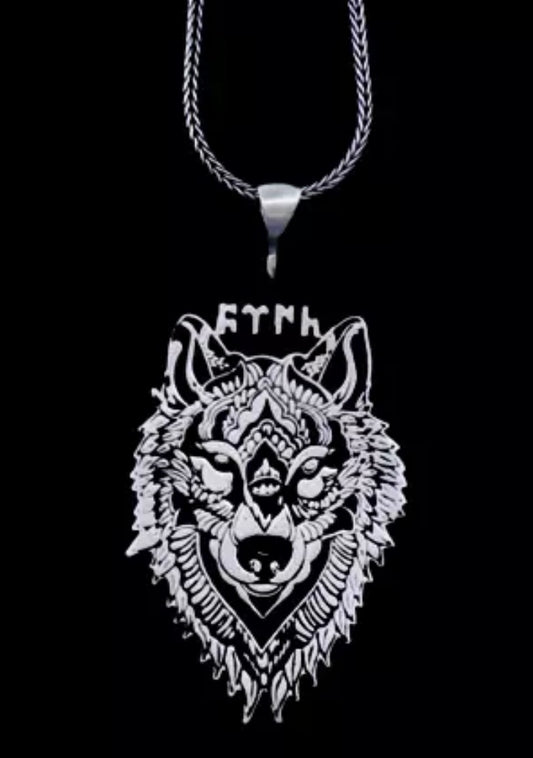 Bozkurt Wolf Anhänger mit 60 cm Fuchsschwanzkette – 925 Sterling Silber | Göktürk Türk Halskette