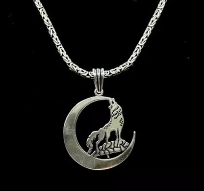 Bozkurt & Hilal Wolf Anhänger mit 55 cm Königskette – 925 Sterling Silber Herren Halskette