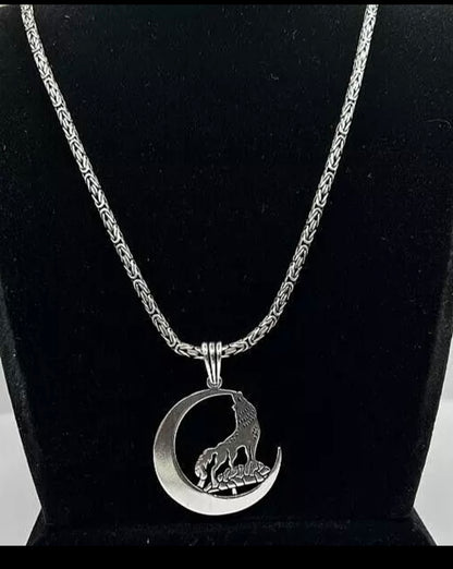 Bozkurt & Hilal Wolf Anhänger mit 55 cm Königskette – 925 Sterling Silber Herren Halskette