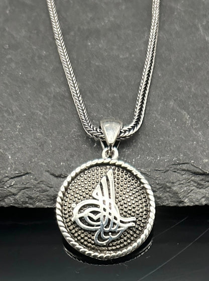 OSMANLI Tugra Anhänger & 60 cm Kette – 925 Silber | Ottomanisches Siegel