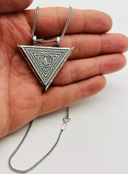 Muska Cevsen Kette 925 Sterling Silber – OSMANLI Tugra Amulett mit 55 cm Kette)