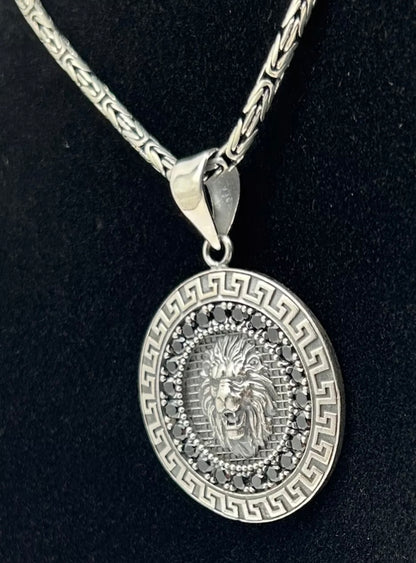 Löwe Anhänger & 60 cm Königskette aus 925 Silber Löwenkopf