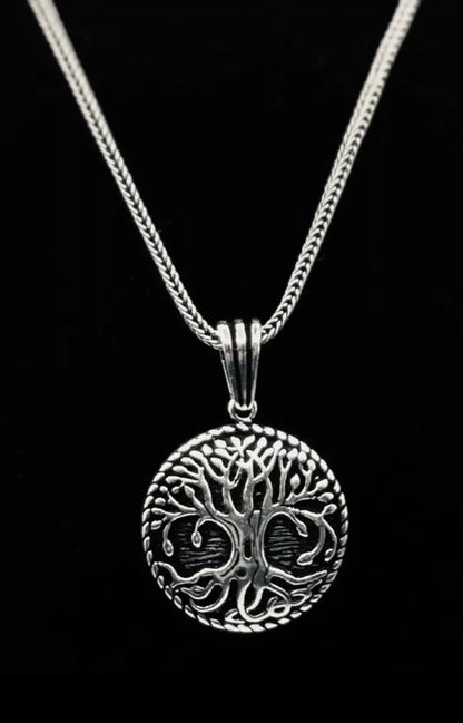 Lebensbaum Anhänger & 60cm Fuchsschwanzkette - Baum des Lebens 925 Sterlingsilber