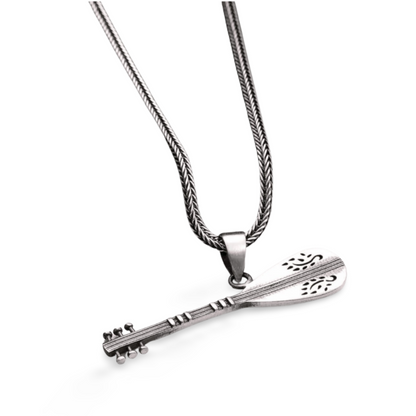 Saz Gitarre Anhänger & 55cm Kette | 925 Silber Musikerschmuck | Türkische Baglama
